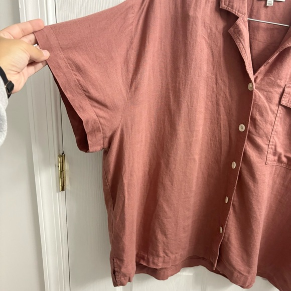 Madewell Linen Camp Shirt Womens XXL Lagenlook Button Up Collared - Picture 4 of 10